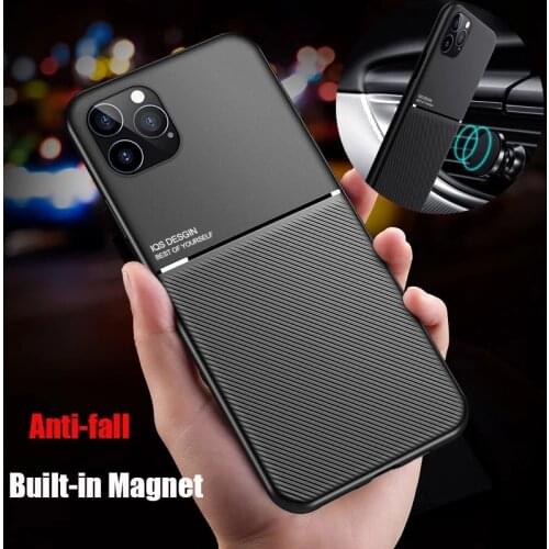 Luxury Silicone Car Magnetic Holder Phone Case For iPhone 12 11 Pro XS Max Mini XR 8 7 6 6S Plus Leather Protection Cover