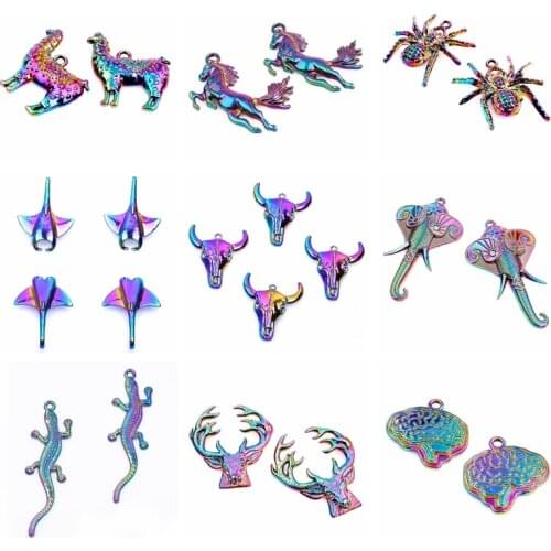 Animal Earring Charms For Jewelry Making Cattle Devil Fish Pendant Anklet Accessories Do It Yourself Steampunk Supplies Material