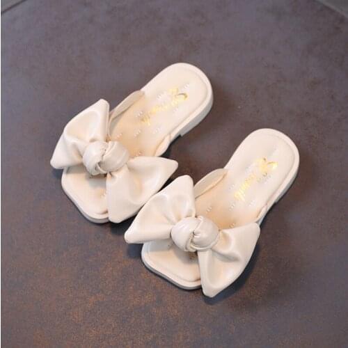 Girls' Slippers Korea Style New Summer Shoe Outdooor Soft Sole Flip Flop Bowtie Children Beach Shoe Fashion Non-slip Kid Sandal