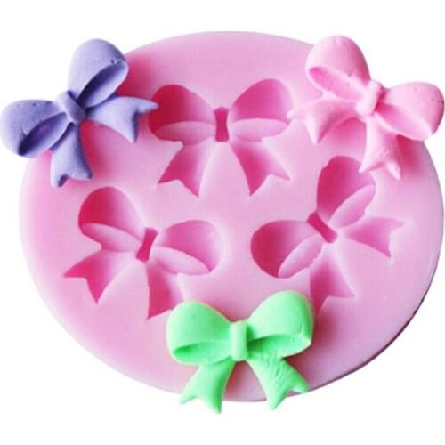 Cute Cake Mold Bowknots Flower Cake Mold Silicone 3D Fondant Decorating Tool Chocolate Soap Stencils Kitchen Baking Accessories