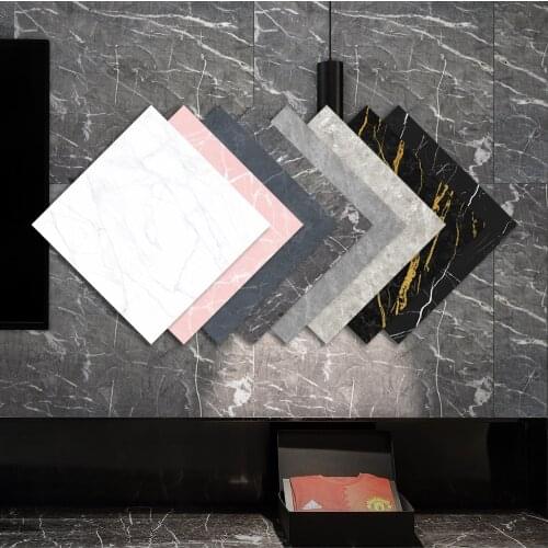 Vinyl Tile Wall Sticker Black Marble Floor Stickers for Kitchen Bathroom Self Adhesive DIY Home Decor Matte Panel Peel and Stick