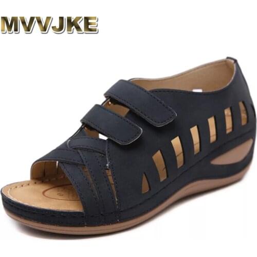MVVJKE 2021Summer Wedges Sandals Women Shoes Thick Sole Casual Women Sandals Soft Ladies Summer Holiday Shoes