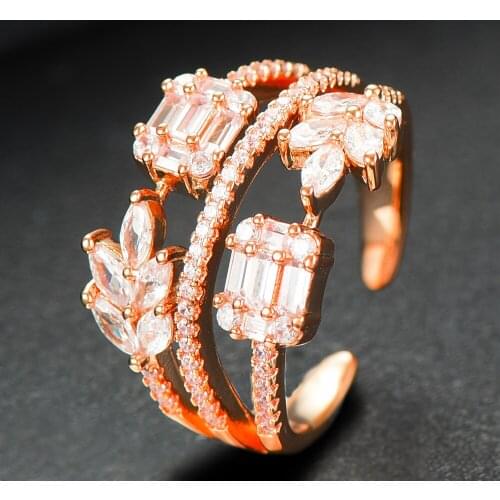 Blachette Morocco Shiny Luxury Adjustable Ring for Women Full Cubic Zircon Finger Rings Bohemian Beach Jewelry Bridal Wedding