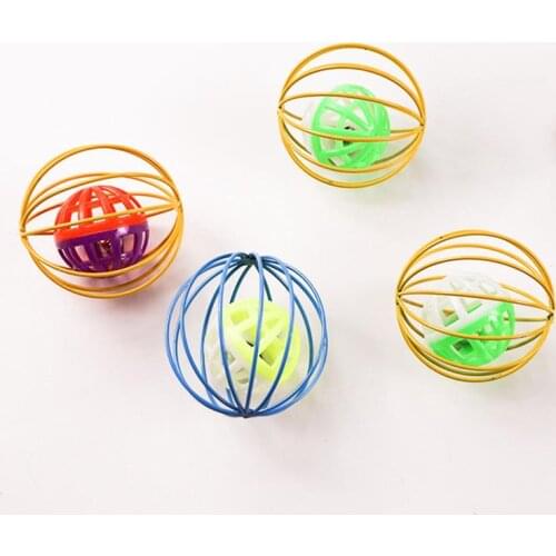 1PCS Random Color Cat Ball Toy Hollow out Cage Cat Training Toy Cat Interactive Toy Cat Bell Toy Cat Training Toys Pet Supply