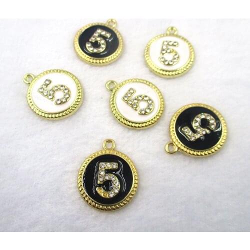 10pcs 16*19mm Round Crown number 5 Enamel Charms Alloy Pendant fit for bracelet Necklace DIY Fashion Making Findings XL431