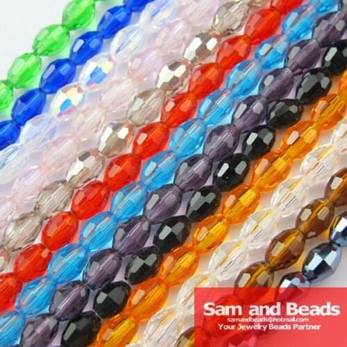 100Pcs/Lot 4mm Rice Faceted Glass Crystal Spacer Beads For Jewelry Making 17Colors In Total Free Shipping CB04