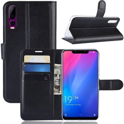 100pcs/lot Free shipping Lychee Wallet Leather Case TPU case inside For Elephant A5 lite