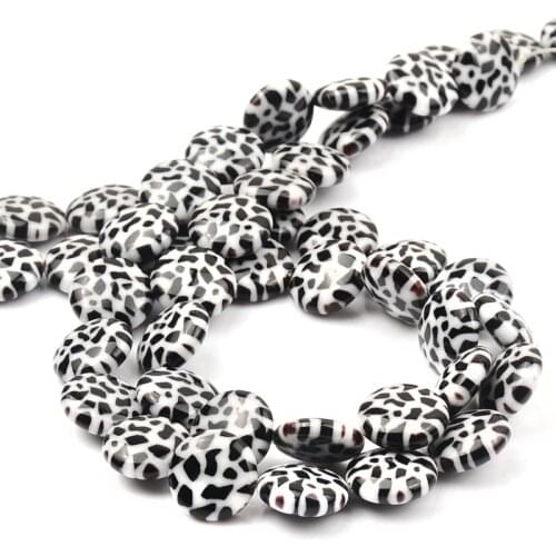 12mm Charm Pattern Flat Round Beads Lampwork Glass Beads Spacer Loose Beads For Jewelry Making DIY Bracelet Necklace