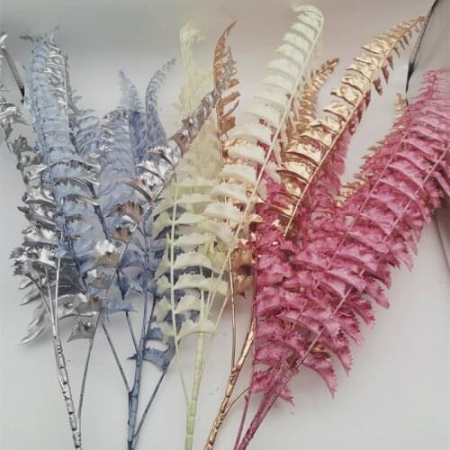 2021 New Design Artificial Flower Branch Plastic for Wedding Decoration Vase Favor Silver Gold Pink Rose Blue White Colour