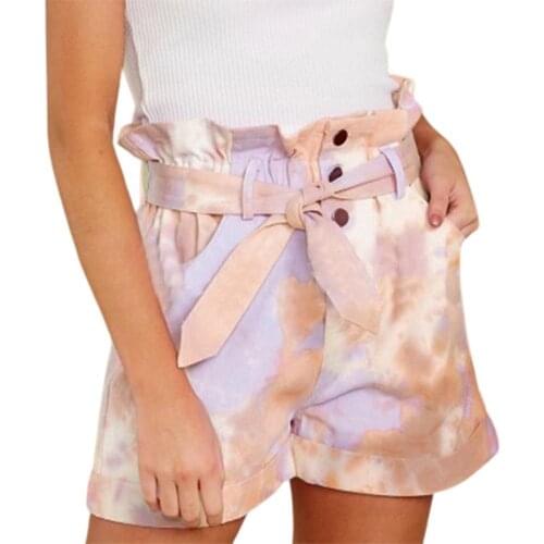 2021 New Summer Tie-dye Shorts Plus Size Gorgeous Various Styles Frill Waist Spring Women Fashion Loose Shorts for Summer