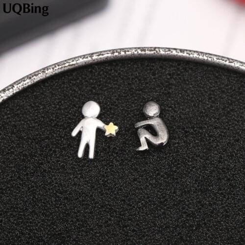Free Shipping Fashion Plata 925 Sterling Silver Figure Stud Earrings Jewelry Pendientes de Plata Brincos