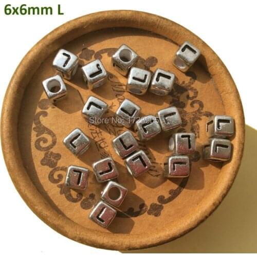 Big Hole 4mm Antique Silver Plated English Alphabet Letters Beads Single L Charms fit for DIY Jewelry Making Bracelet 2600pcs