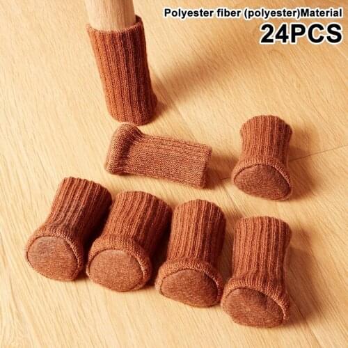 24PCS Furniture Legs Cover Knitted Chair Socks Home Table Sofa Feet Leg Decor Cloth Floor Protector Pads Noise Reduction
