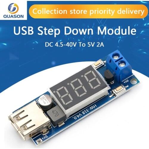 DC5V voltage stabilized power supply module vehicle battery voltage meter USB/ output 5V mobile phone charging board