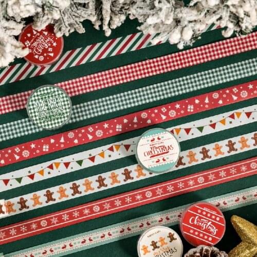 Colorful Christmas grid Series Masking Washi Tape Decorative Adhesive Tape Decora Diy Scrapbooking Sticker Label Stationery