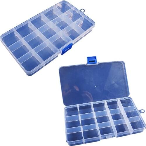 Household Storage Box Transparent The Shape Of Square Box 15 Lattices Plastic Compartment Storage Tool