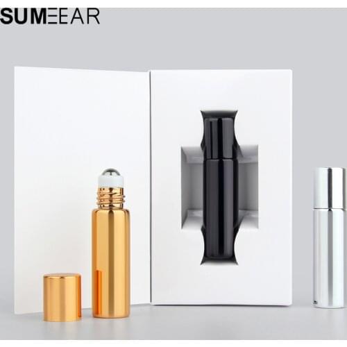 50 pieces/lot 5ml Essential Oil Roller Bottles Empty Perfume Bottle Packing box Aromatherapy Perfumes Lip Balms Roll On Bottles