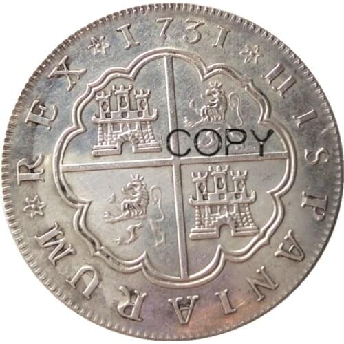 Spain 8 Resl 1731 Silver Plated Copy Coins