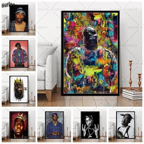 Notorious Biggie Smalls Tupac Shakur Rapper King Poster Prints Wall Art Canvas Painting Posters for Living Room Home Decoration