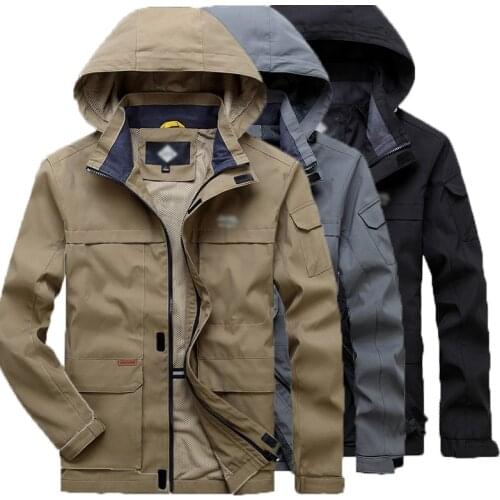 2021 Tactical Jackets Men Zipper Windbreaker Spring Military Outdoor Casual Hooded Coat Male Breathable Tool Slim Fit Outerwear