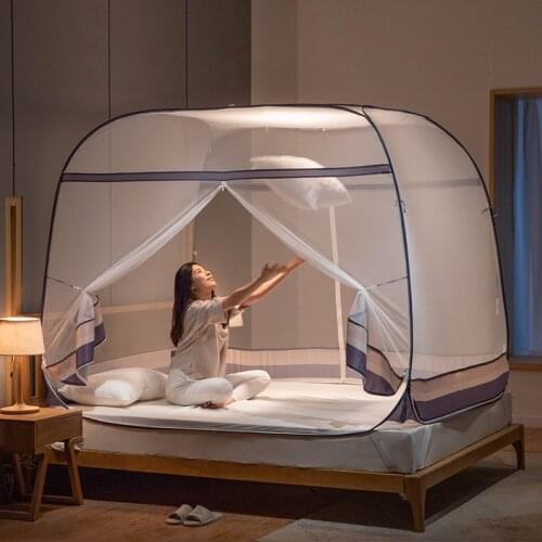 Installation-free yurt mosquito net anti-fall zipper encryption for children foldable 1.5m1.8 bed household 2