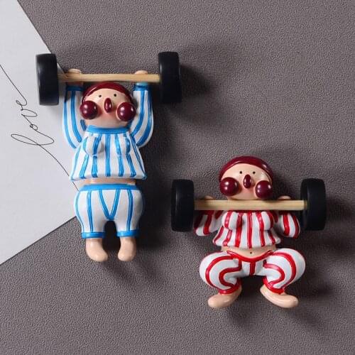 Cartoon refrigerator magnet cute European style funny weight lifting weight loss 3D resin fridge magnets decoration refrigerator