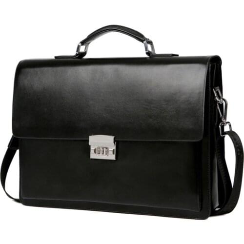 Male Shoulder Bags Office Bags for Men Maletas Fashion Lock Design Mens Business Bag Briefcase High Quality Pu Leather