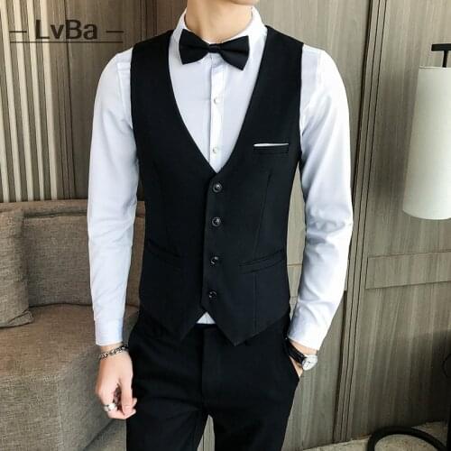 Mens suit vest blue classic solid man dress vest korean slim fit business casual waist coat for men work men vests