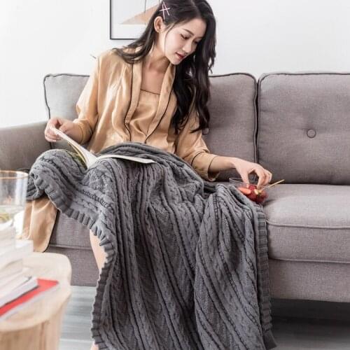 Solid Color Twist Thread Blanket with Tassel Single/Double Layers Knitted Throw Blanket Soft Warm Sofa Bed Cover Blanket