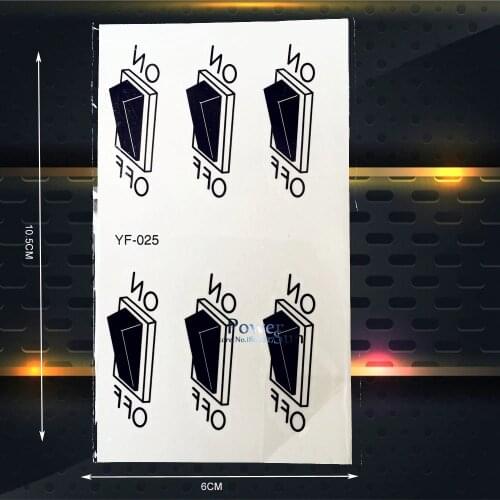 Switch Power On Off Waterproof Temporary Tattoo Stickers, Women BOdy Art Men Arm Water Transfer Tatoo paste Summer Style