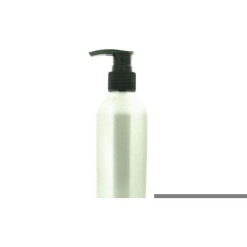 250ml Empty Round Aluminum Bottles, Sliver Metal Bottle With Black/White Twist Lotion Pump