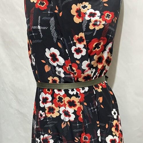 Floral design on black pure silk crepe de chine silk fabric natural silk fabric,SCDC1309