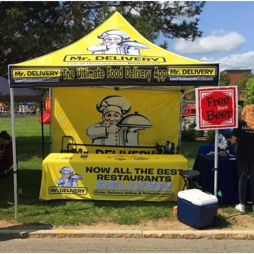 Hexagonal 40x40x2.0mm Aluminum Frame 10ft x 10ft Outdoor Garden Party Gazebo Pop Up Canopy Marquee Awning with 1pcs Back Wall