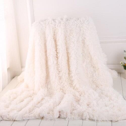 Super Soft Fuzzy Shaggy Throw Blanket Plush Warm Cozy Long Faux Fur Blanket Bedding Cover for Bedroom sofa Floor
