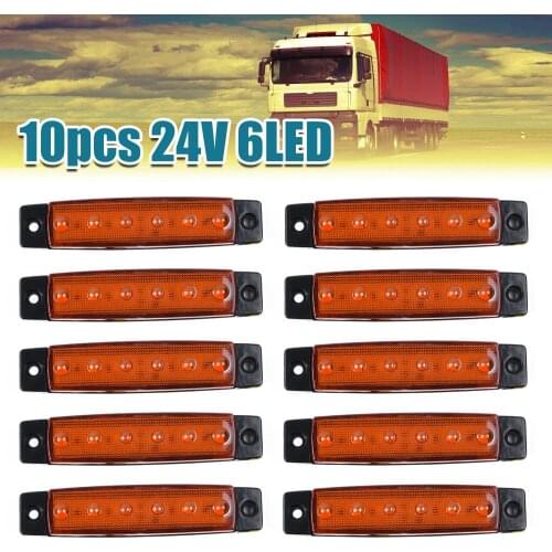 Super Bright Auto Car Taillights Buses Trailers Lamp Wagons Durable ABS Material Yellow 6SMD 10pcs Trucks 6 LED