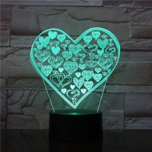 3D I Love You Love Heart led bulb desk Lamp colorful holiday lightning USB RGB controller flashlights decorations for home 3148