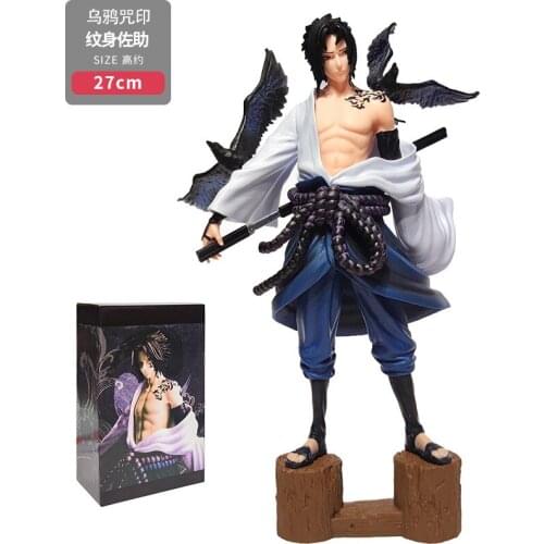 Anime Naruto Boruto Crow Curse Seal Tattoo Uchiha Sasuke Action Humanoid Standing Model Toy Box Children Gift Collection Unisex