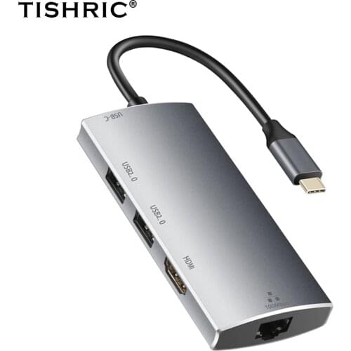 TISHRIC Usb C Hub Type C To HDMI-compatible Rj45 USB2.0 Converter 4K Type C Cable For MacBook Huawei Mate 40 Pro Usb C Adapter