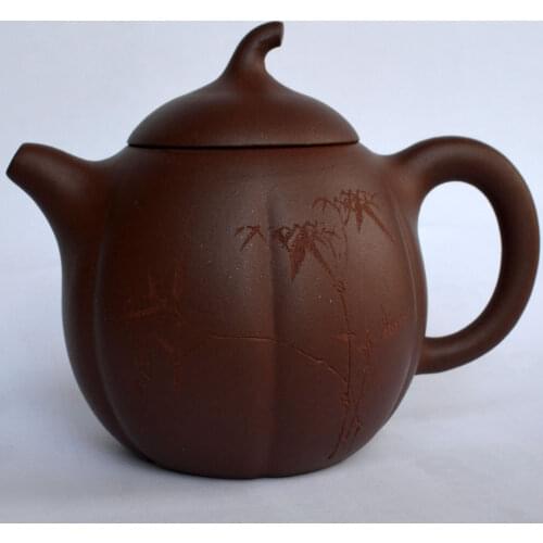 Yixing Purple Clay Teapot 180ml Chinese Zisha Handmade Melon Pot Infuser Loose Tea