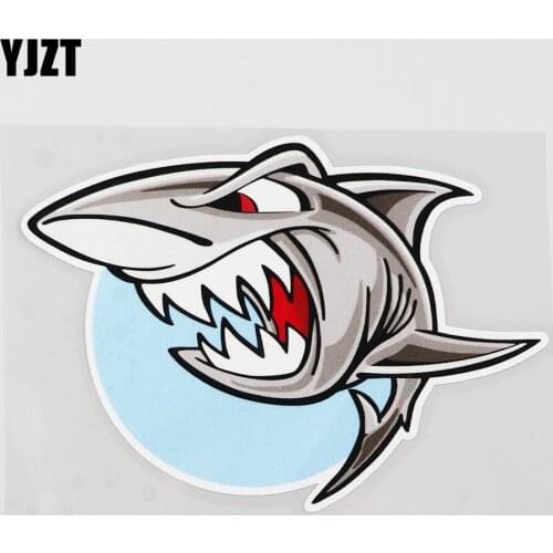 YJZT 13.5CMX9.5CM Fierce Shark Car Sticker Home Furnishing Decoration Pvc Decal 6A-0106