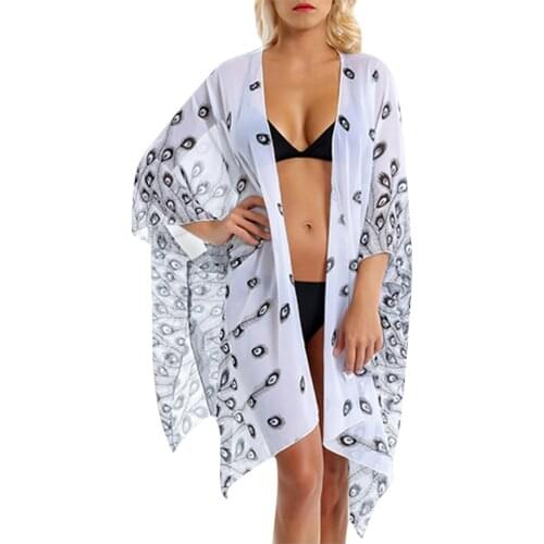 Women Kaftan Bikini Beach Cover Up Summer Plage Outfit Ladies Fashion Bathing Suit Beach Dress Tunic Floral Print Swimsuit