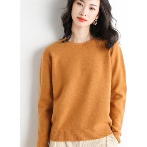 New Brand Autumu Winter Sweater Women O-neck Pure Wool Pullover Female Knit Thickening Bottoming Warm Slim Pullover