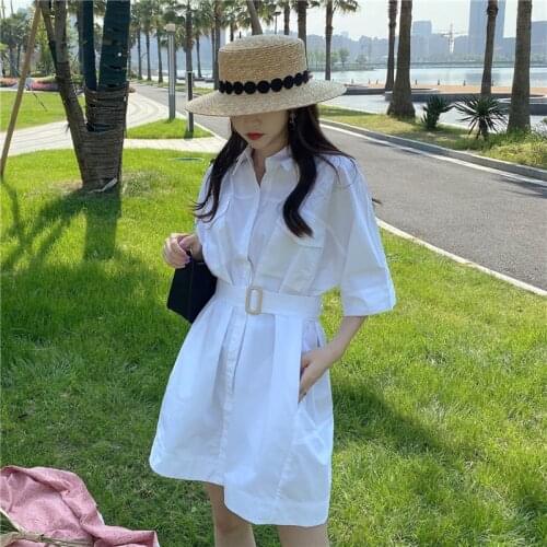 Vestidos Verano Summer Clothes For Women Tunics White Dress De Mujer Femme Mini Dress Fashion Robe Chemise A166