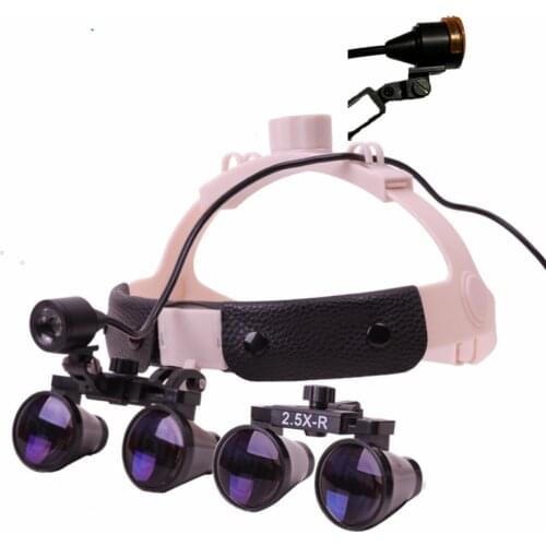 2.5X 3.5X Dental Headset Portable Magnifying Glass with Filter Optical Coating Lens and Aluminum Alloy Packing Box