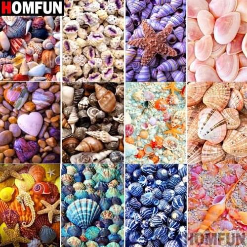 HOMFUN Full Square/Round Drill 5D DIY Diamond Painting "Conch shell" 3D Embroidery Cross Stitch 5D Home Decor Gift A13170