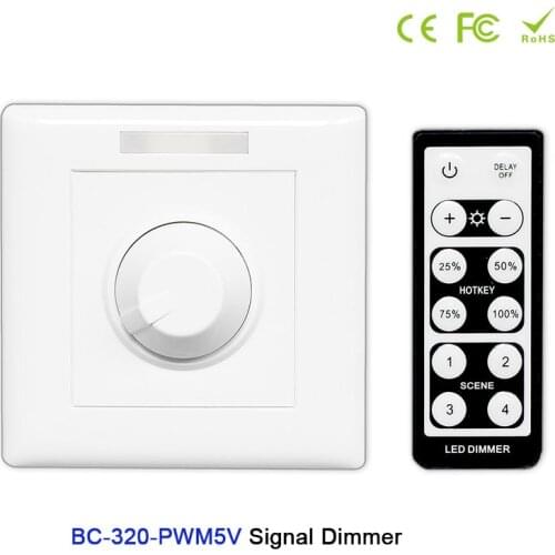 BC AC85-265V Wall-mounted Knob style led PWM 5V/PWM 10V Signal Dimmer Controller+IR remote use for led strip tape