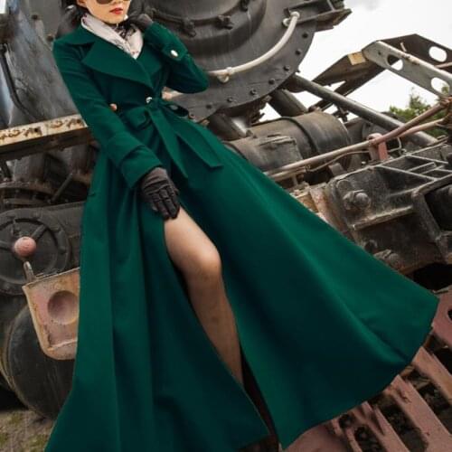 Plus size 3XL!X-long skirt style trench coat women double breasted slim belted office lady windbreaker