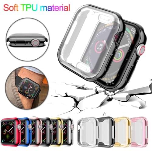 Watch Cover For Apple Watch band series 6 5 4 40mm 44mm case 3 2 1 42mm 38mm Slim All inclusiveTPU case Protector for iWatch 6