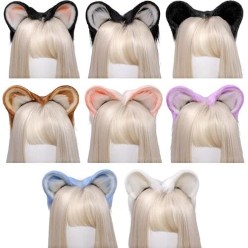 Cute Faux Fur Multicolor Animal Headband Realistic Hamster Plush Round Ears Hair Clips Lolita Kawaii Cosplay Costume