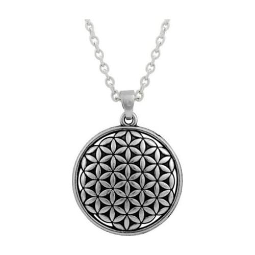 Dropshipping Flower of Life Kabbalah Round Pendant Necklace